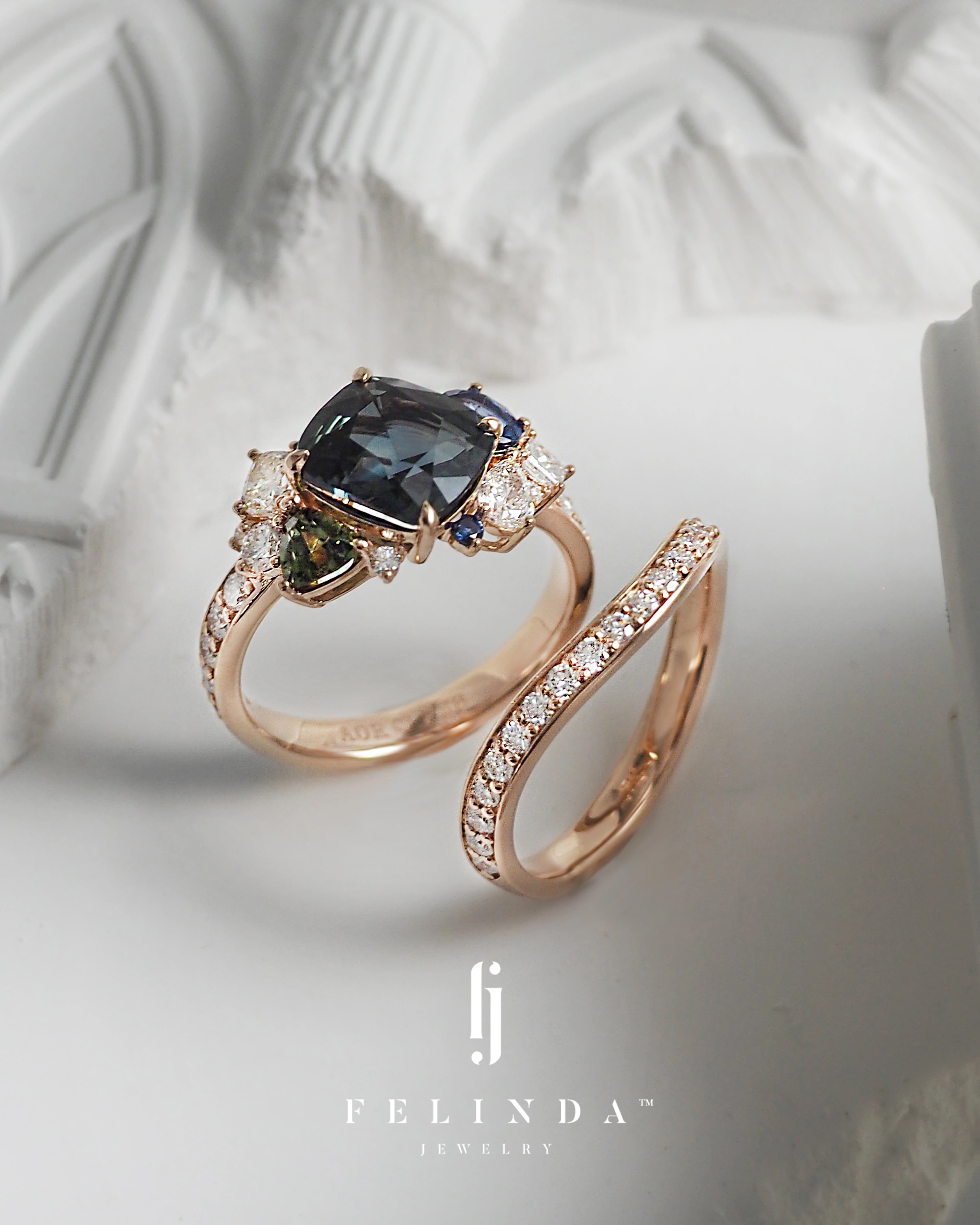 Sapphire bridal engagement ring